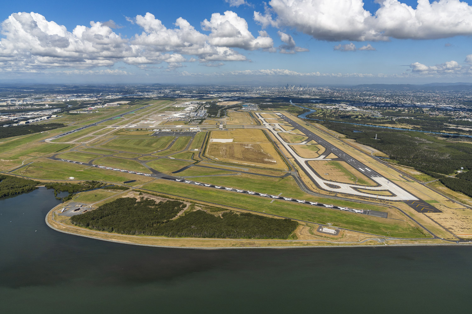 April 2020 aerial of Brisbane's new runway