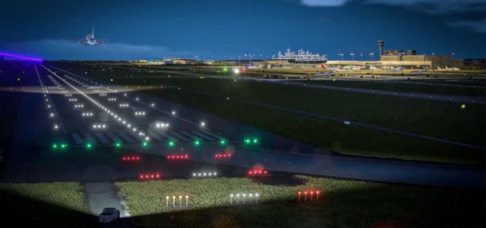 Airside Driving Simulator night time screenshot 