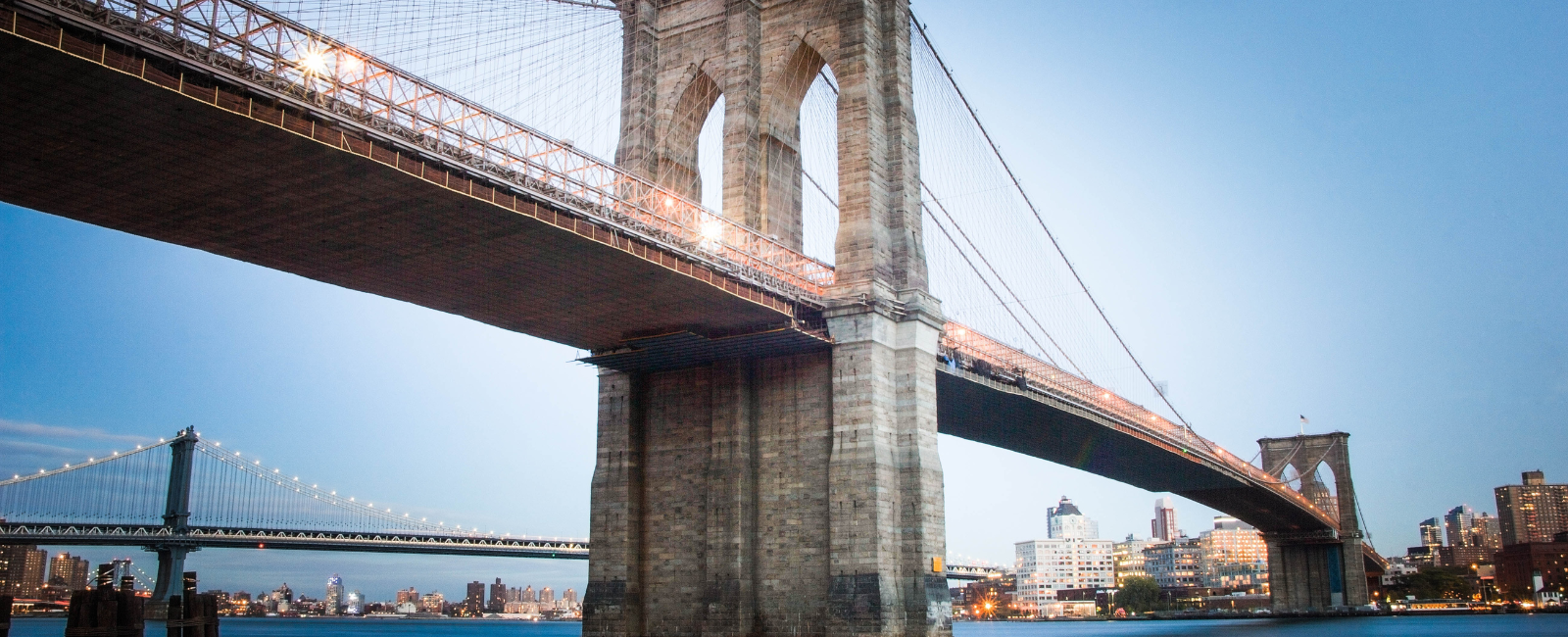 View looking up at Brooklyn Bridge