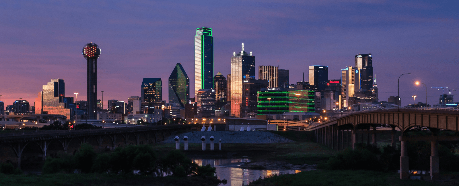 Dallas skyline at night