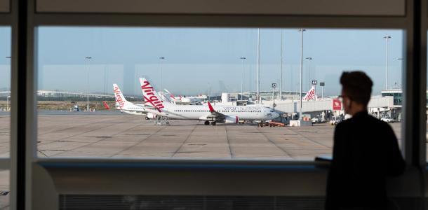 Domestic Terminal looking out at aircraft